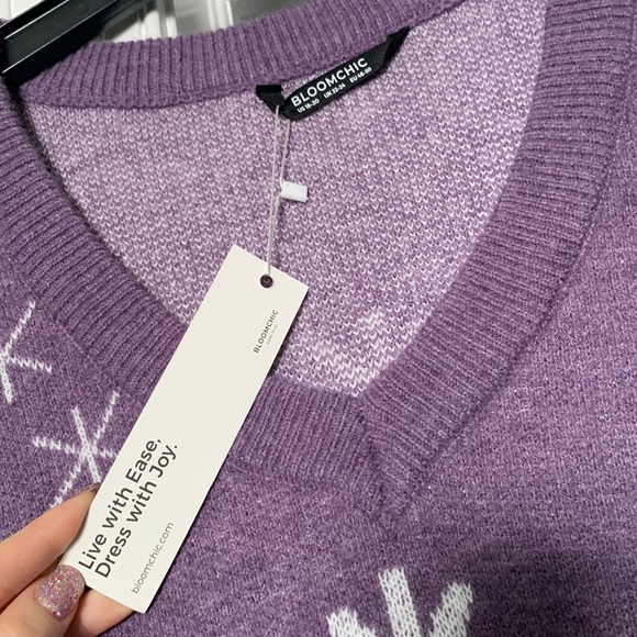 Purple snowflake sweater PLUS SIZE - Picture 3 of 5